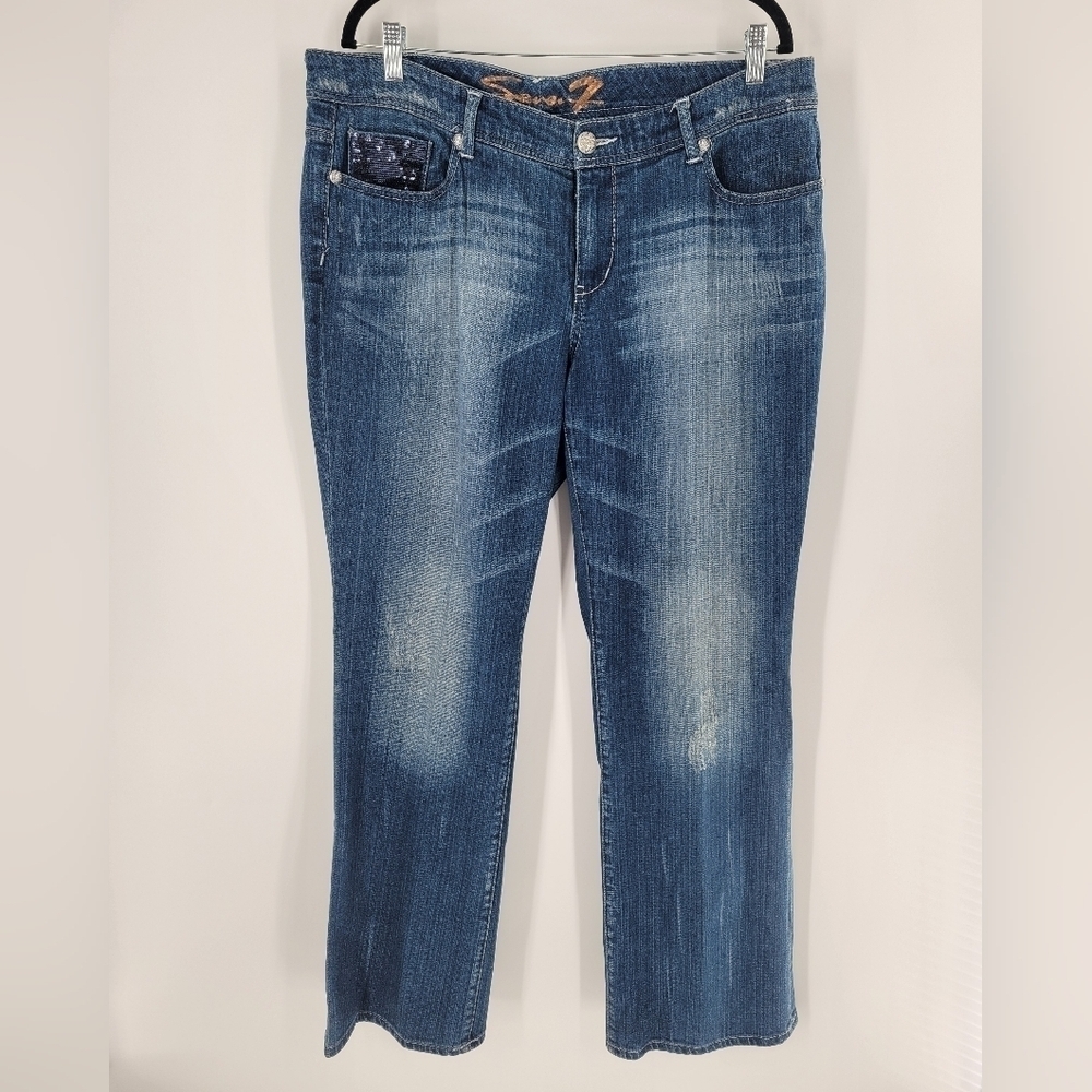 Seven7 woman jeans Size 18 sequined pockets dark wash